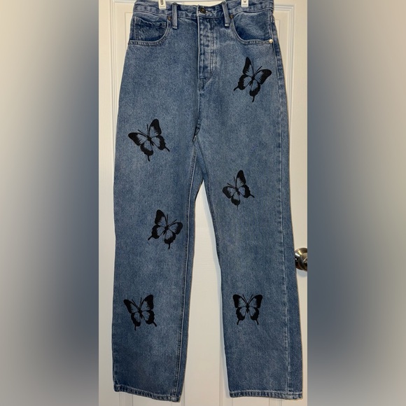 Denim - Breathtaking Butterflies Non Stretch Jeans - Medium Blue Wash